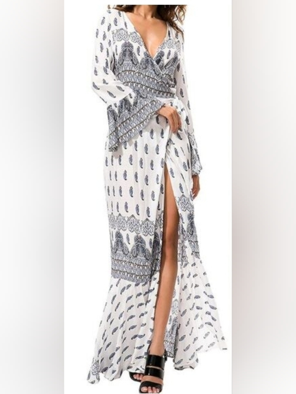 Long Sleeve Maxi Wrap Dress